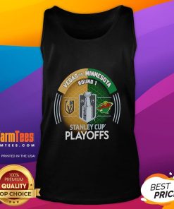 Alt Text: 2025 Stanley Cup Playoffs: Vegas Golden Knights vs Minnesota Wild hockey tank top showcasing team spirit.