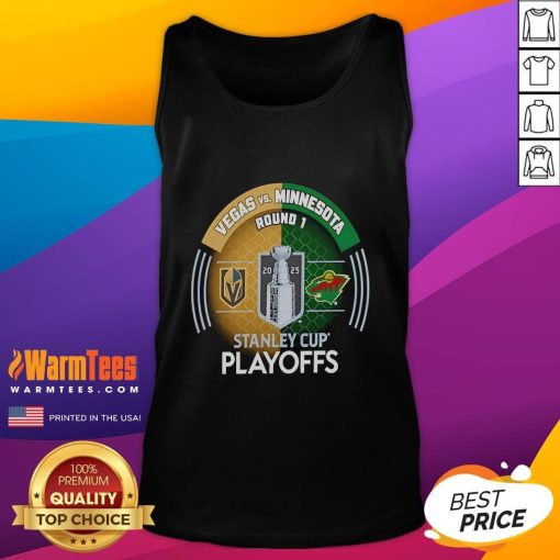 Alt Text: 2025 Stanley Cup Playoffs: Vegas Golden Knights vs Minnesota Wild hockey tank top showcasing team spirit.