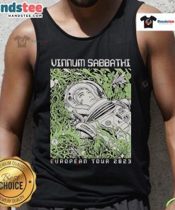 Good Vinnum Sabbathi European Tour 2023 tank top featuring vibrant design and tour details for fans and collectors.