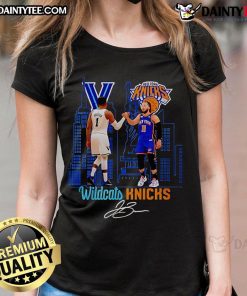 Alt Text: Good Wildcats Villanova New York Knick Jalen Brunson Ladies Tee featuring vibrant team colors and stylish design.