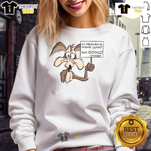 Good Wile E. Coyote in Heaven sweatshirt featuring a whimsical design, perfect for cartoon fans and cozy style lovers.