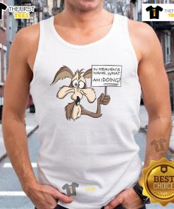 Good Wile E. Coyote in Heaven tank top featuring a whimsical design; perfect for fans of classic cartoons and unique apparel.