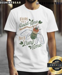 Alt Text: Happy 'Cicadas Here For A Good Time T-Shirt' featuring vibrant cicada graphics on a comfortable tee, perfect for summer.