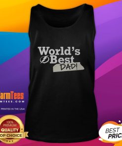 Happy Tampa Bay Lightning World's Best Dad tank top featuring team colors and logo, perfect for proud hockey dads.