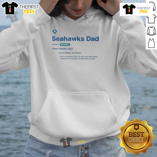 Happy dad wearing a UNC Wilmington Seahawks hoodie, showcasing pride for his team and love for family.