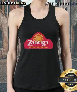 Happy Zantigo Mexican Restaurant tank top featuring vibrant colors and logo, perfect for fans of Mexican cuisine.
