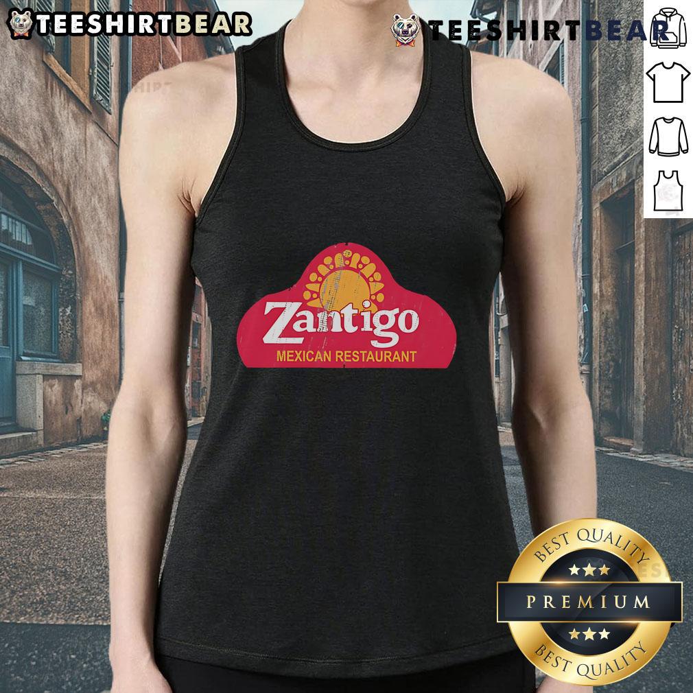 Happy Zantigo Mexican Restaurant Tank Top Happy Zantigo Mexican Restaurant tank top featuring vibrant colors and logo, perfect for fans of Mexican cuisine.