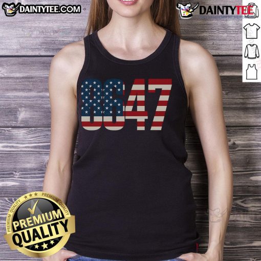 Hot 8647 tank top featuring the US flag, perfect for patriotic celebrations and casual summer wear.