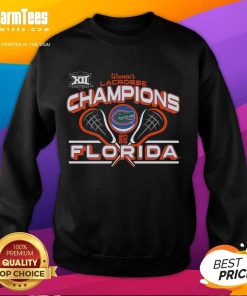 Alt Text: Florida Gators 2025 Big 12 Women's Lacrosse Conference Tournament Champions sweatshirt in vibrant colors.