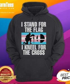 Hot I Stand for the Flag I Kneel for the Cross Trans Flag Hoodie, showcasing a vibrant design celebrating pride and patriotism.