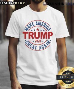 Alt Text: Hot Make America Great Again Trump 2028 T-Shirt featuring bold graphics and patriotic colors for supporters.