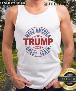 Alt Text: Hot Make America Great Again Trump 2028 tank top featuring bold red, white, and blue design for patriotic supporters.
