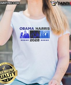 Hot Obama Harris 2028 Ladies Tee featuring a stylish design perfect for supporters of the 2028 presidential campaign.