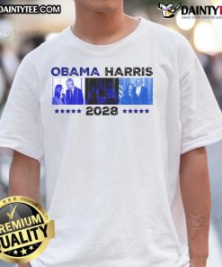 Hot Obama Harris 2028 T-Shirt featuring bold graphics of Obama and Harris, perfect for political supporters and enthusiasts.