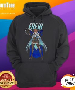 Alt Text: Stylish Hot Overwatch 2 Freja Hoodie displayed on a mannequin, featuring vibrant colors and gaming-themed design.