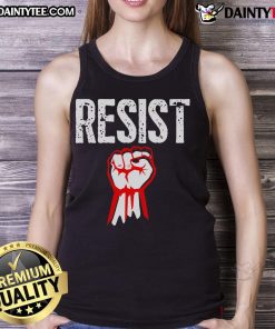 Hot Resist Fist anti-Trump tank top featuring bold graphics for the resistance movement, perfect for activism and protests.
