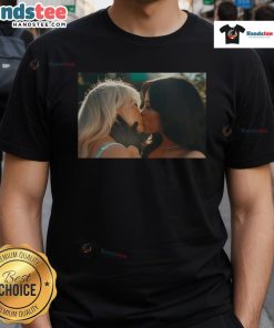 Hot Sabrina Carpenter and Jenna Ortega kiss on a murder T-shirt design, perfect for fans of the iconic duo and stylish merch.