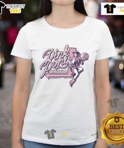 Hot The Pink Pony Club Hollywood Cowgirl Ladies Tee in vibrant pink, perfect for stylish western fashion enthusiasts.