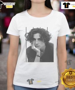 Stylish portrait of Timothe Chalamet on a ladies tee, perfect for fans of the actor and trendy fashion.