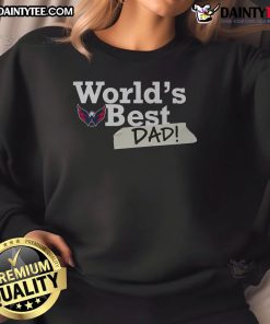 Hot Washington Capitals World's Best Dad sweatshirt in red, perfect for sports dads and fans of the Capitals.