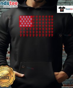 Philadelphia Phillies hoodie featuring American flag design, perfect for fans of MLB and patriotic sportswear.