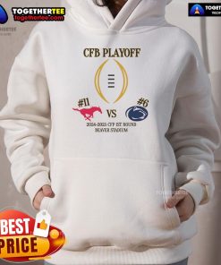 Nice SMU vs Penn State 2024-2025 CFP 1st Round hoodie featuring Beaver Stadium design and team logos.