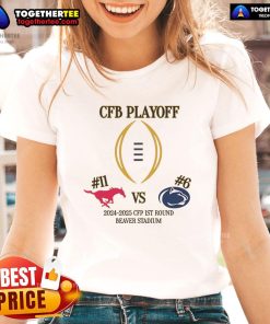 2024-2025 CFP 1st Round: SMU vs Penn State Ladies Tee at Beaver Stadium, showcasing game day spirit and team pride.