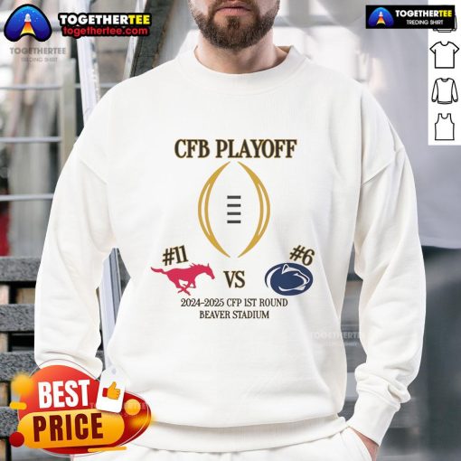 SMU vs. Penn State 2024-2025 CFP 1st Round sweatshirt featuring Beaver Stadium design, perfect for college football fans.