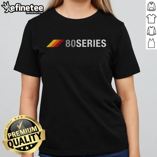 Vintage ladies tee featuring Nice 80 Series 3 stripes design, perfect for retro fashion enthusiasts.