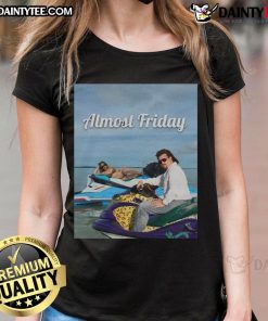 Stylish 'Nice Almost Friday' Sweeney and McBride ladies tee in vibrant colors, perfect for casual outings or weekend vibes.