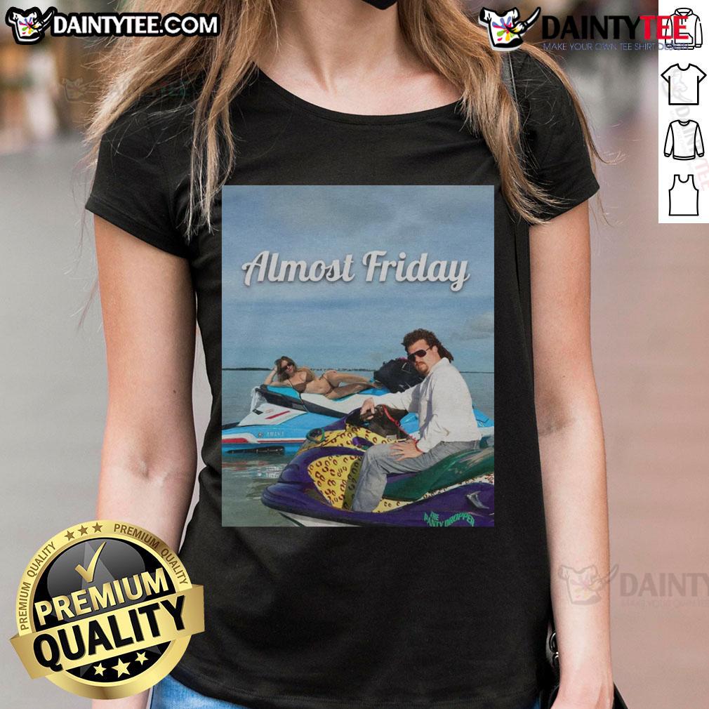 Nice Almost Friday Sweeney And Mcbride Ladies Tee Stylish 'Nice Almost Friday' Sweeney and McBride ladies tee in vibrant colors, perfect for casual outings or weekend vibes.