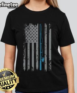 Vintage fisherman ladies tee featuring a nice American flag design, perfect for fishing enthusiasts and patriotic style.