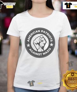 Nice American Patriots Against Nazis Ladies Tee featuring a bold graphic design promoting patriotism and unity.