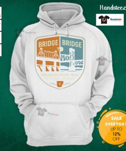 Scenic view of the Arkansas River Trail bridges in Little Rock, Arkansas, featuring a cozy hoodie design.