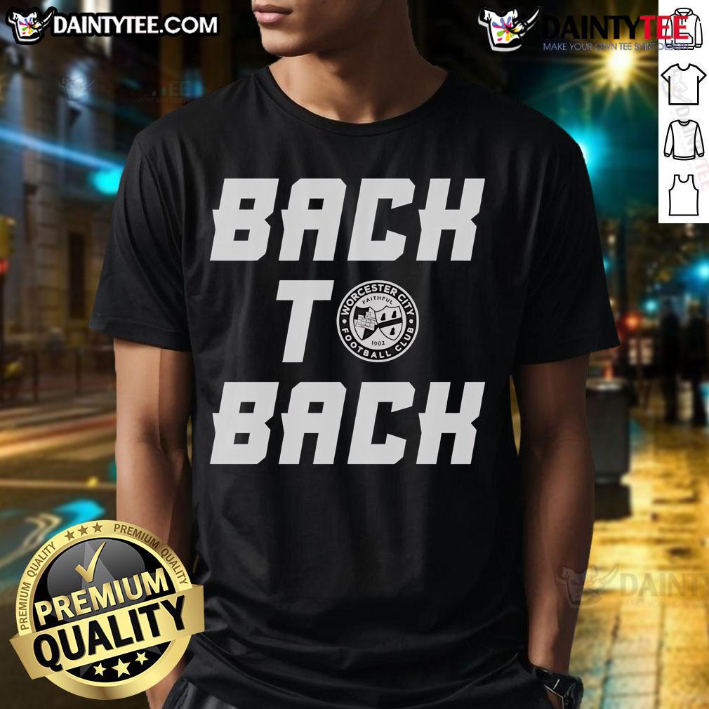 Nice Back To Back Worcester City Football Club T Shirt Back to back Worcester City Football Club T-shirt featuring the club logo and vibrant design, perfect for fans.
