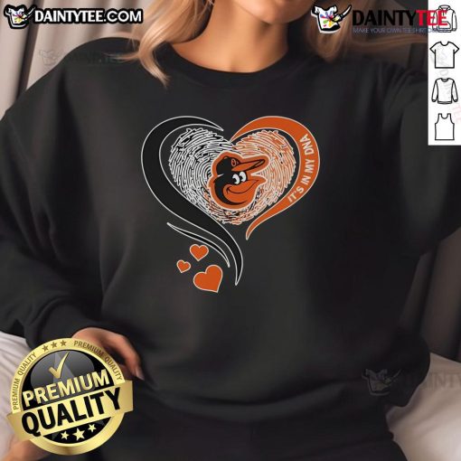 Alt Text: Nice Baltimore Orioles 'It's In My DNA' heart sweatshirt in black, perfect for fans showing team spirit.