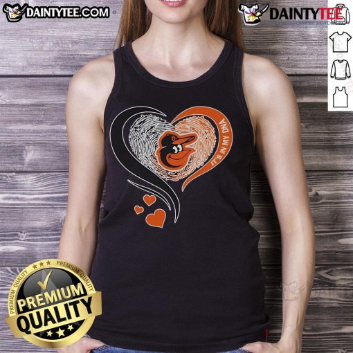 Womens Nice Baltimore Orioles It's In My DNA heart tank top featuring team colors and logo, perfect for fans.