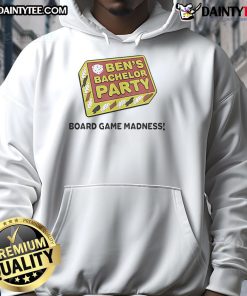 Nice Bens Bachelor Party Board Game Madness Hoodie featuring fun designs for an unforgettable gaming experience.