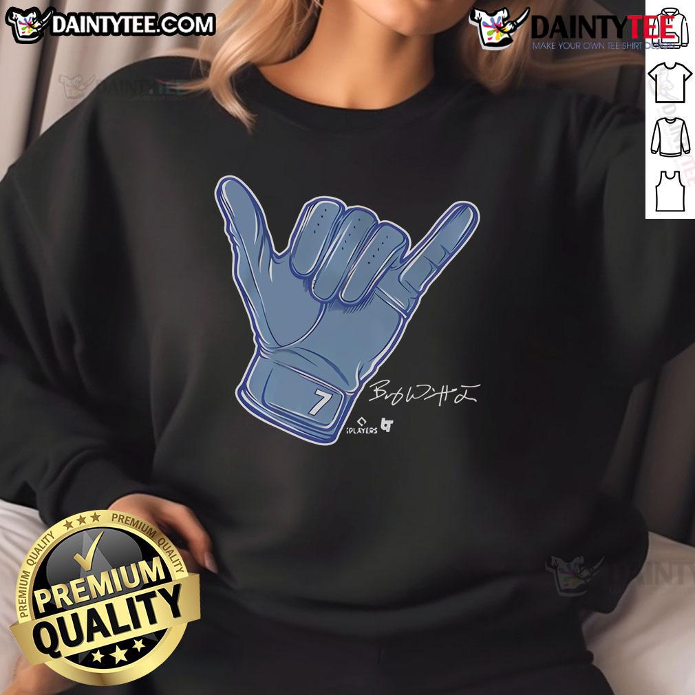 Nice Bobby Witt Jr Hang Loose Sweatshirt Alt Text: Bobby Witt Jr. wearing a stylish 'Hang Loose' sweatshirt, showcasing a casual and sporty look for fans.