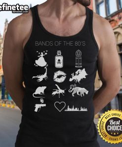Retro tank top featuring iconic Nice Bohemia bands of the 80s, perfect for music lovers and vintage fashion enthusiasts.