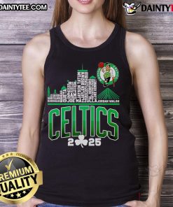 Stylish Boston Celtics 2025 skyline name tank top featuring vibrant team colors and a modern design.