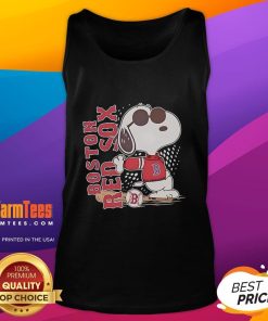 Alt Text: Cool baseball tank top featuring Boston Red Sox and Snoopy design, perfect for fans and summer outings.