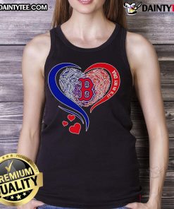 Boston Red Sox baseball heart tank top showcasing a stylish design for fans, perfect for game day and casual wear.
