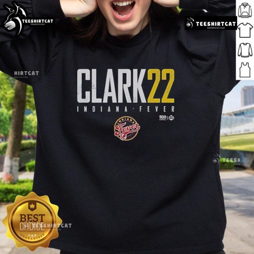 Alt Text: Caitlin Clark wearing a stylish Indiana Fever 500-Level Women's Elite Sweatshirt, showcasing team spirit and comfort.