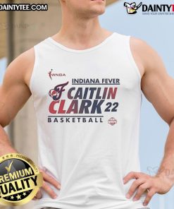 Alt Text: Caitlin Clark wearing an Indiana Fever WNBA basketball tank top, showcasing team spirit and athletic style.
