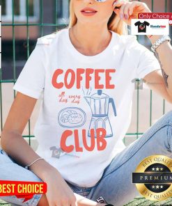 Alt Text: Retro Coffee Ladies Tee from Nice Coffee Club, perfect for all-day coffee lovers who appreciate stylish comfort.