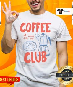 Retro Coffee T-Shirt from Nice Coffee Club, featuring a fun design perfect for coffee lovers, available all day, every day.