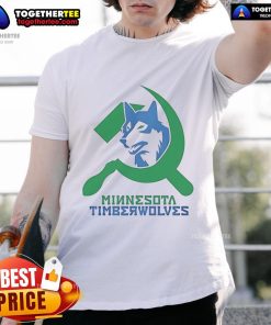 Alt Text: Nice Communist Minnesota Timberwolves T-Shirt featuring bold graphics and vibrant colors for basketball fans.