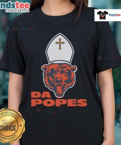 Alt Text: Nice Da Popes Chicago Bears football ladies tee featuring a stylish design for female fans of the NFL team.