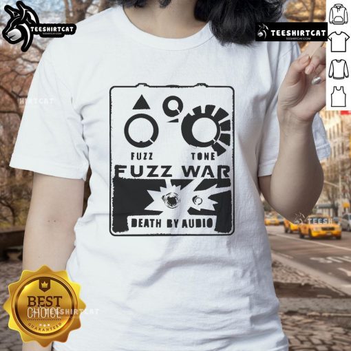 Stylish Nice Death By Audio Fuzz War Fuzz Tone ladies tee featuring vibrant design and comfortable fit.